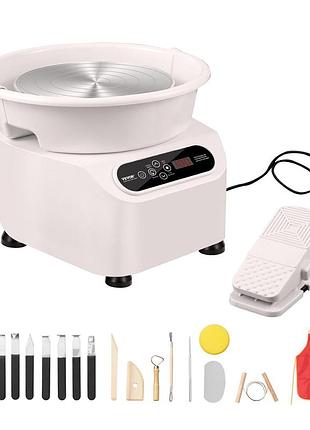 Гончарний круг vevor, керамічний круг, машина, педаль, сенсорний екран, 450 вт, 28 см, білий