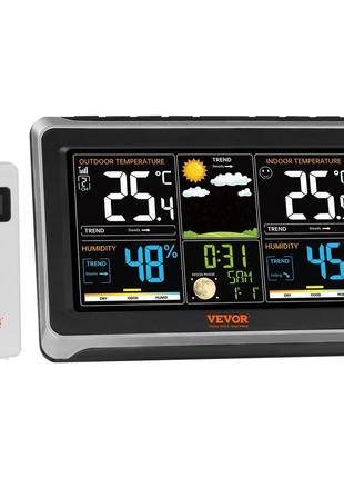 Метеостанція vevor радіометеостанція з прогнозом погоди термо-/гігрометр rcc атомний годинник 19 см дисплей