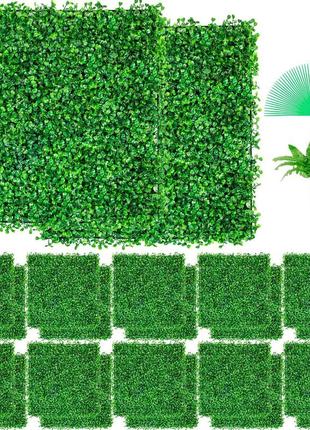 Vevor штучна рослинна стіна 24 шт 10 х 10 дюймів, приватна огорожа штучна зелена, штучний самшит pe, екран