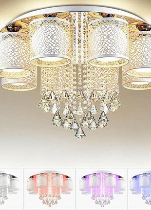 8 полум'я кришталева люстра сучасна люстра прозорий стельовий світильник з пультом дистанційного керування