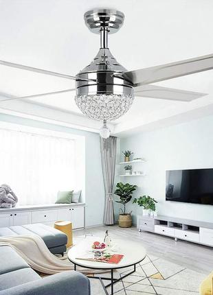 44-дюймовий світлодіодний стельовий вентилятор з освітлювальною люстрою з 4 лезами + пульт дистанційного