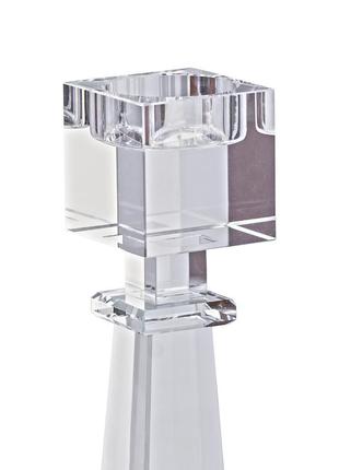 Подсвечник 22.5 (см) стеклянный высокий для одной длинной свечи квадратный геометрический