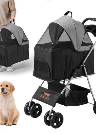 Vevor коляска для собак 79x46x102см коляска для собак 16кг вантажопідйомність складаний візок для собак