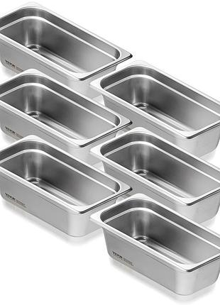 Vevor 6 х готельних каструль гастроємності нержавіюча сталь 1/3 розмір 326x177x99 мм