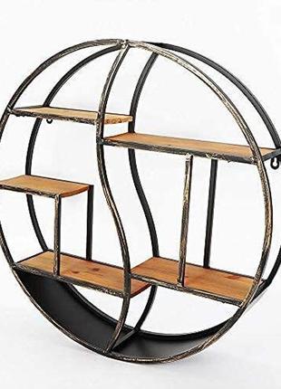 Cncest 59/80см кругла залізна настінна полиця дерев'яні полиці дерев'яні полиці підвісний декор підвісна