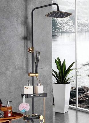 Набір змішувачів для душу для ванної кімнати з нажимною штангою чорний душовий набір дощовий душ з ручним