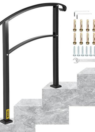 Vevor 3-ступінчасті поручні для вуличних сходів, придатні для 1 або 3 сходинок, матовий чорний, залізні