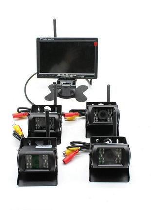 4+ 7-дюймовий бездротовий монітор 15m нічного бачення дальній автомобільний монітор заднього виду комплект