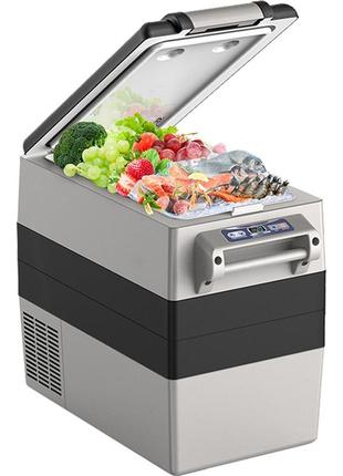 Автомобільний холодильник vevor 12 в, портативна морозильна камера на 52 літри з двома зонами та ручкою,