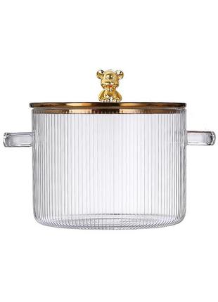 Прозрачная кастрюля 1.8 литра из боросиликатного стекла с крышкой &oslash; 16 см