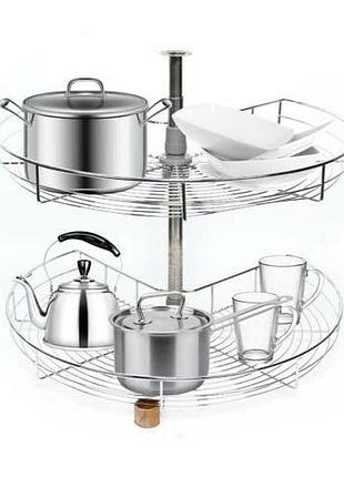 Кухонна полиця 270 ° кутова конструкція кутова полиця для зберігання шафа 2-ступінчаста регульована по висоті