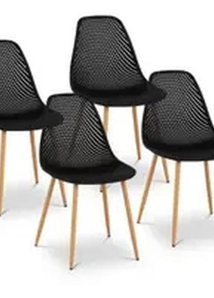 Стілець - комплект з 4-х - до 150 кг - сидіння 40 x 46 см - чорний