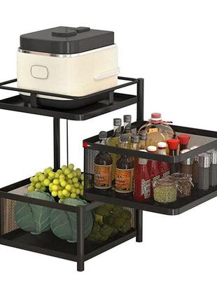Кошики для шаф 2-ярусна висувна шухляда з обертальним органайзером