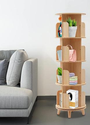 4-х ярусна обертова книжкова шафа 360° обертова полиця для документів окремо стояча полиця полиця для