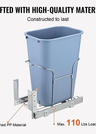 Vevor висувний кошик для сміття, об'єм 35 літрів, підвісний кошик для сміття з висувною ручкою,