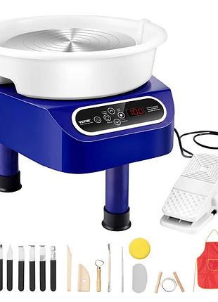 Гончарний круг vevor керамічний круг, педаль машини, 450 вт, 28 см, синій, 3 опорні ніжки