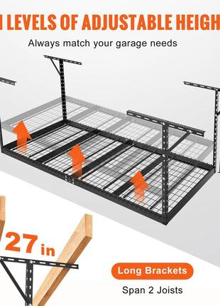 Стельова полиця vevor, регульована, для гаража, 121,9 x 243,8 см, стельова полиця, 600...