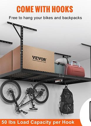 Стельова полиця vevor, регульована, для гаража, 121,9 x 243,8 см, стельова полиця, 600...