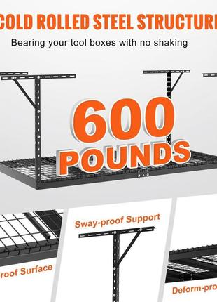 Стельова полиця vevor, регульована, для гаража, 121,9 x 243,8 см, стельова полиця, 600...