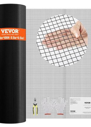 Сітка vevor 1220 x 30480 мм, рулон 19 калібру, металева сітка з вініловим покриттям для огорожі курників,