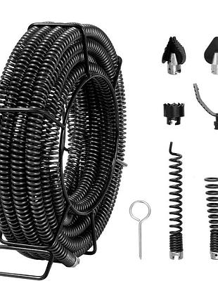 Трубоочищувач vevor спіральний очищувач трубопромивний вал спіральний дренажний очищувач 14м