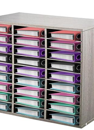 Лоток для листів vevor лоток для документів дерев'яний 3 x 9 відділень штабельований сірий 24,5 x 29 x 5,5 см