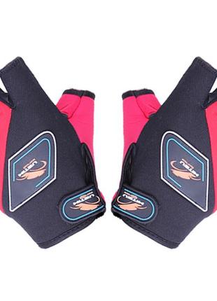 Мотоперчатки без пальцев virtue всесезонные текстильные для мотоциклистов с защитой на липучке красные gl-55