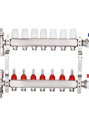 Vevor розподільник опалювального контуру 7 опалювальних контурів опалювальний комплект з нержавіючої сталі