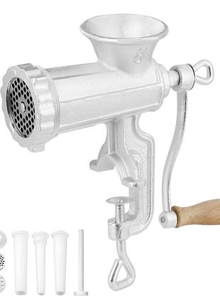 Ручна м'ясорубка vevor 5 / 8 мм ріжучі пластини, м'ясорубка кухонний помічник вкл. 3 трубки для наповнення
