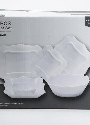 Столовий сервіз 26 квадратних керамічних тарілок білий