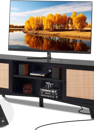 Vevor тумба під тв з ротанга 191см тв бохо тумба тв тумба тв чорна