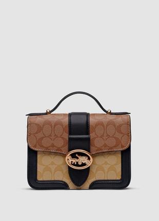 Жіноча сумочка coach georgie shoulder bag in blocked signature canvas 22 х 16 х 8.5 см