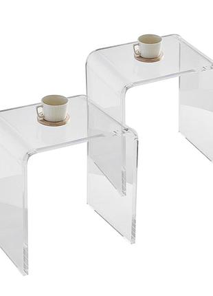 Vevor 2 шт. приставний столик 415 x 305 x 460 мм, п-подібний акриловий приставний столик, прозорий журнальний