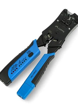 Обтискний інструмент для штекерів rj45, rj12, rj11 + кабельний тестер - lanberg nt-0203