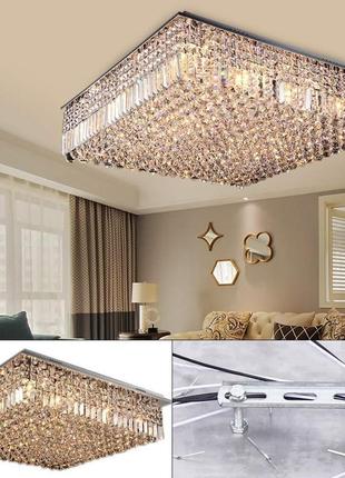 Кришталева люстра лампа розжарювання світлодіодна енергозберігаюча лампа прямокутна стеля