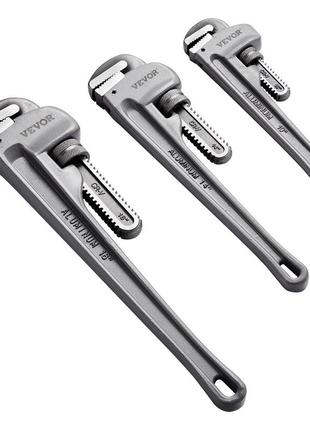 Набір алюмінієвих трубних ключів vevor, 3 шт., прямий сантехнічний ключ 10/14/18 дюймів