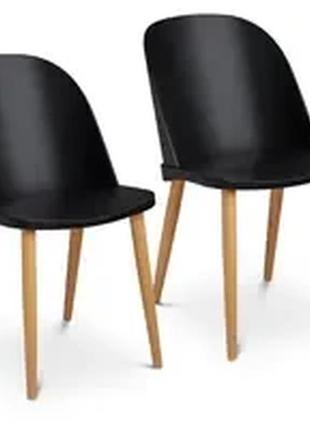 Стілець - комплект з 2 штук - до 150 кг - сидіння 43,5 x 43 см - чорний