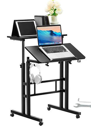 Vevor стіл для ноутбука регульований по висоті 670-1140 мм стіл для ноутбука проекційний, білий стіл для