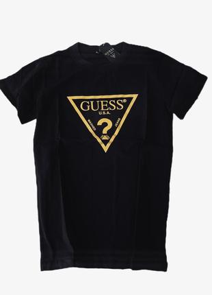 Футболка guess чорна с золотим написом