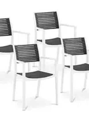 Стілець - набір з 4-х - royal catering - до 150 кг - спинка з вентиляційними отворами - підлокітник - сірий