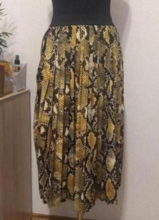 Длинная плиссированная юбка змеиный принт2 фото