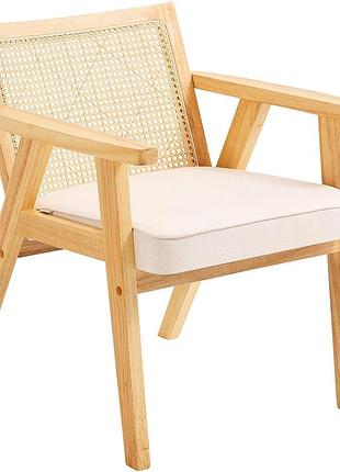 Стілець із ротанга vevor середньовічний сучасний садовий стілець із підлокітником, упаковка з 1 м’якого крісла
