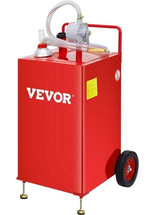 Бак для зберігання палива vevor fuel caddy 30 галонів 2 колеса з ручним насосом, червоний
