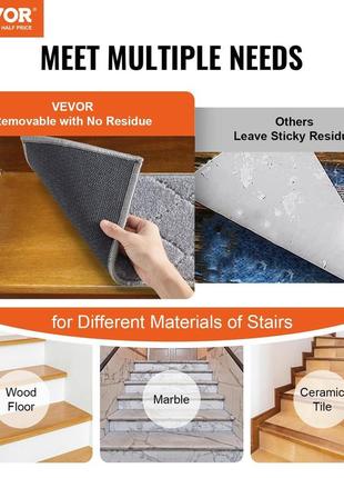 Килимки для сходів vevor прямокутні сходові килимки 716 х 232 мм сірі, 15 шт. килимок...