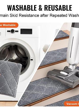 Килимки для сходів vevor прямокутні сходові килимки 716 х 232 мм сірі, 15 шт. килимок...