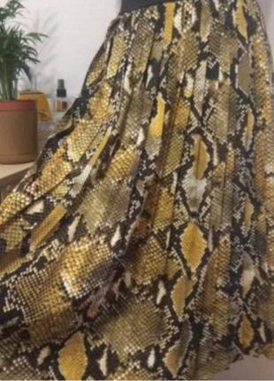 Длинная плиссированная юбка змеиный принт6 фото