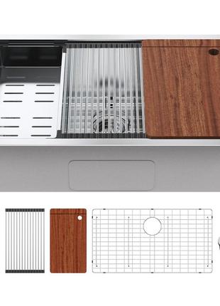 Кухонна мийка vevor 762 x 483 мм вбудовувана мийка, вбудована мийка з однією чашею та аксесуарами, мийка для