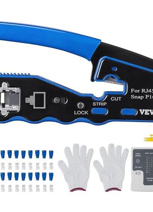 Набір мережевих інструментів vevor плоскогубці для обтиску мережевих кабелів 26awg, 24awg і 23awg, для обтиску