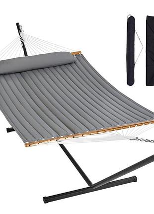 Гамак vevor для 2 осіб, вантажопідйомність 207 кг, подвійний гамак зі сталевою підставкою 3,66 м і портативною