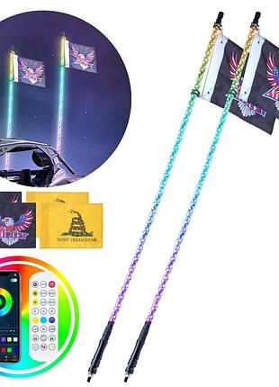 Vevor світлодіодне світло батога 2pcs 5ft rgb спіральна антена світло пульт дистанційного керування atv utv